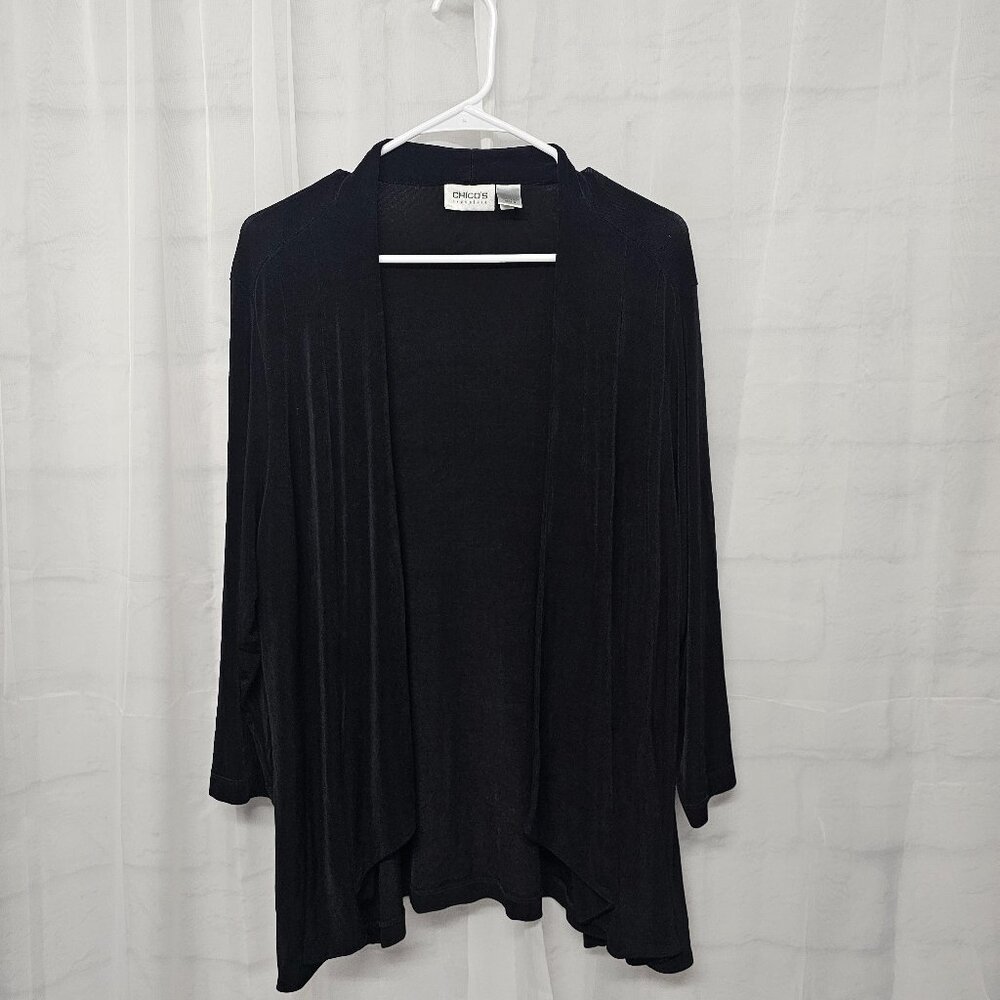 Chico's Black Open-Front Drape Cardigan